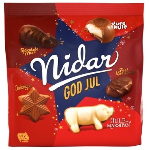 Nidar Favoritter + Mixed bag with assorted chocolates and marzipan shapes + chocolate and marzipan 340g