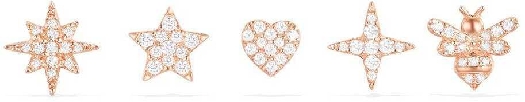 APM Monaco Stars And Bumble Bee Studs Set - Pink Silver