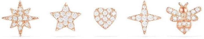 APM Monaco Stars And Bumble Bee Studs Set - Pink Silver