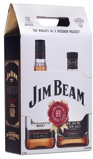 Jim Beam Kentucky Straight Bourbon Whiskey, White 40% / Black 43%, 2x1L