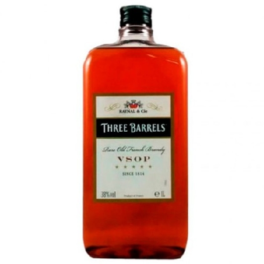 Three Barrels V.S.O.P. 38% Cognac Pet 1L