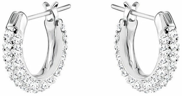 Swarovski Stone Pierced Earrings, Small, White, Rhodium Plating Swarovski Stone Pierced Earrings, Small, White, Rhodium Plating