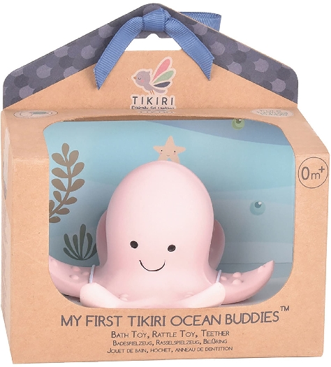 Tikiri Octopus Organic Natural Rubber Rattle 8597511