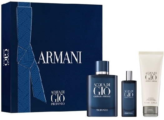 Armani Acqua di Gio Profondo set cont: Eau de Parfum 75 ml + Eau de Parfum 15 ml Travel Friendly + Shower Gel 75 ml