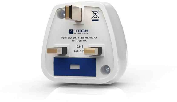 Travel Blue Europe (2 Pin) to UK Travel Adaptor - Earthed TB-896