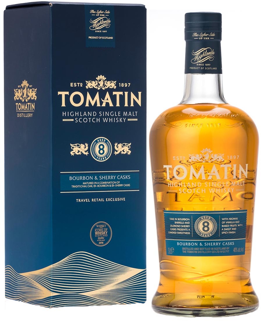 Tomatin Highland Single Malt Scotch Whisky 8y 40% 1L gift pack в дьюті фрі  в пропускному пункті Ужгород