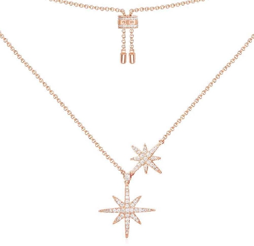 APM Monaco Double Météorites Adjustable Necklace - Pink Silver
