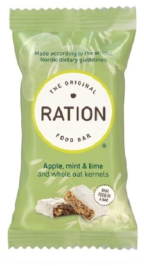 Ration food bar with protein, fiber and one apple and mint&lime 55g