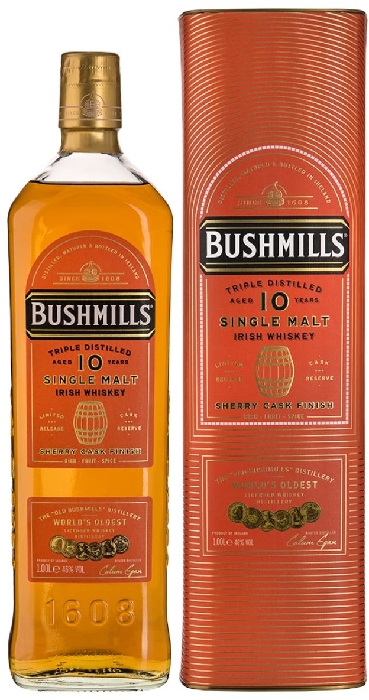 Bushmills Sherry Cask Single Malt Irish Whiskey 10y 46% 1L gift pack
