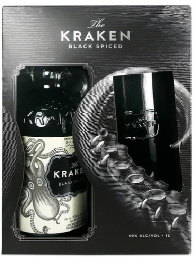 The Kraken Black Spiced Rum 40% + 1 Glass 1L
