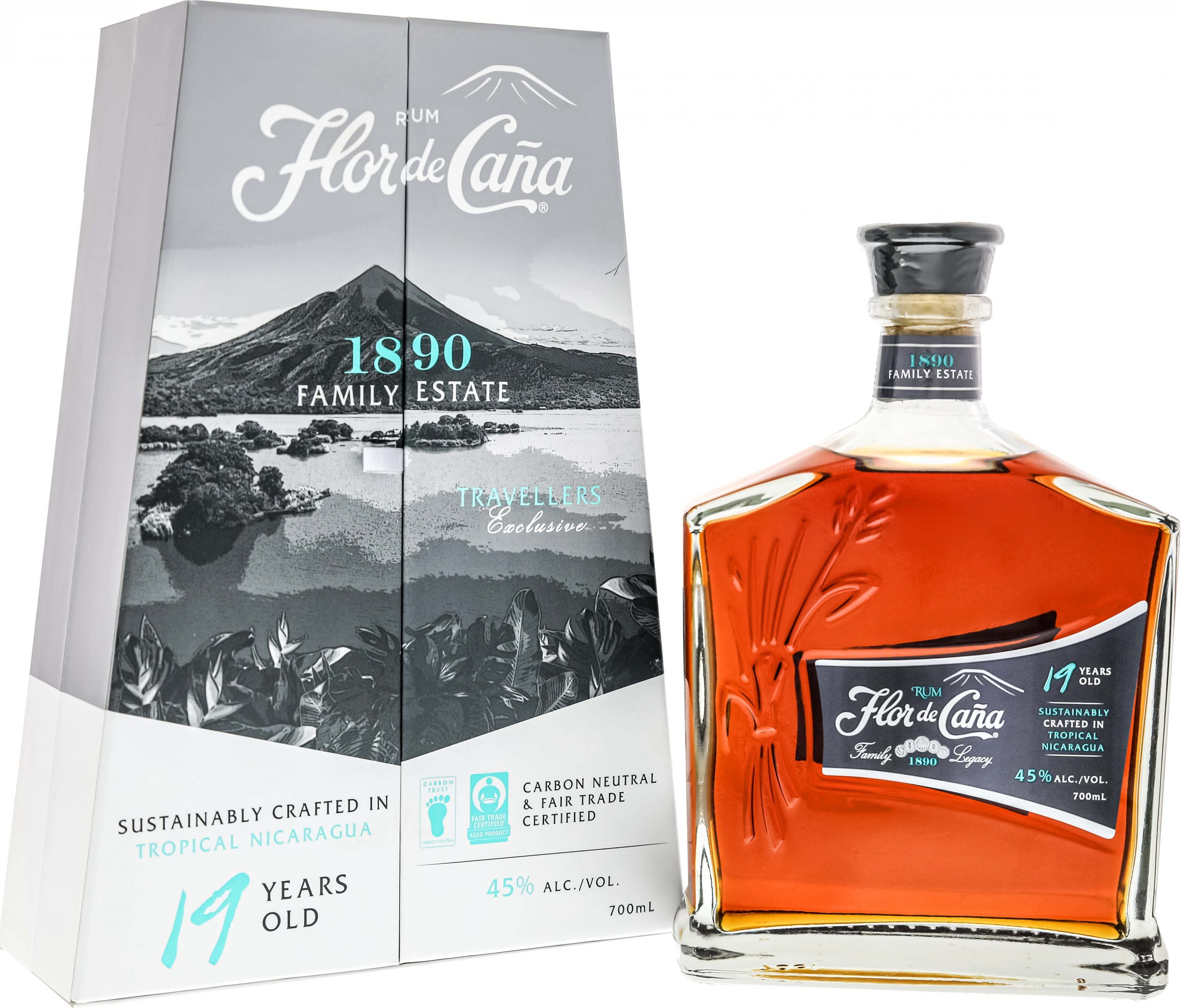 Flor de Cana Rum 19y 45% gift pack 0.7L Flor de Cana Rum 19y 45% gift pack 0.7L