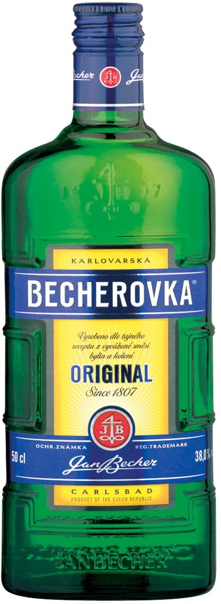 Becherovka Carlsbad 38% Tysa at duty-free in Chop bordershop 0.5L