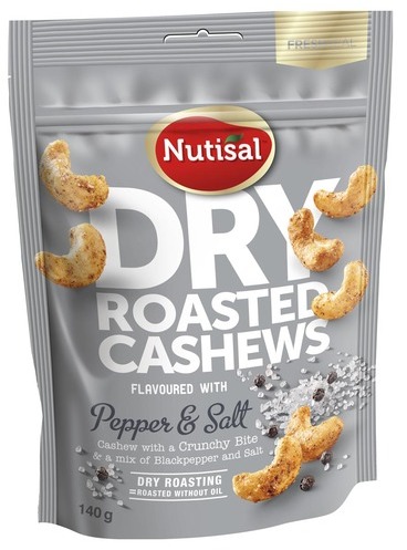 Nutisal Dry Roasted Cashew Pepper&Salt 1006090 140g Nutisal Dry Roasted Cashew Pepper&Salt 1006090 140g