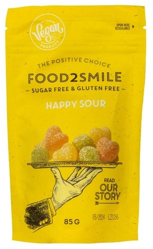 Food2Smile Sugar free sour gummy sweets with sweeteners 10069 85g Food2Smile Sugar free sour gummy sweets with sweeteners 10069 85g
