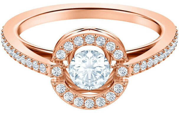 Swarovski Sparkling Dance Round Ring, White, Rose Gold Plating 52 Swarovski Sparkling Dance Round Ring, White, Rose Gold Plating 52