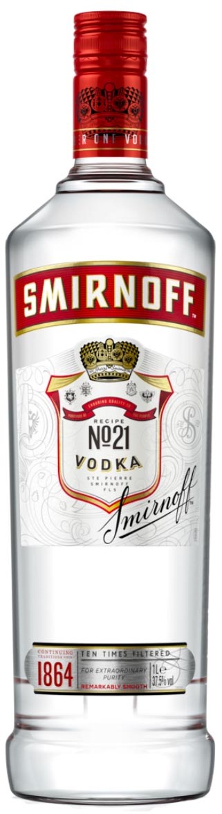 Smirnoff Red Label Vodka 37.5% 1L in duty-free at airport Vilnius