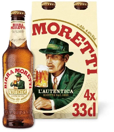 Morretti Beer 4,6% Glass Bottles 4x0,33L