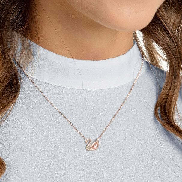 Swarovski Dazzling Swan Necklace, Multi-coloured, Rose Gold Plating Swarovski Dazzling Swan Necklace, Multi-coloured, Rose Gold Plating