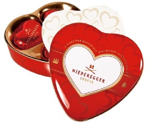 Niederegger Marzipan Hearts In Gift Tin 75g
