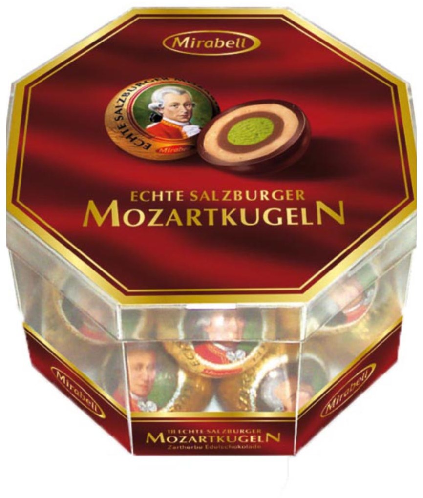 Mirabell Mozartkugeln in a transparent box 300g Mirabell Mozartkugeln in a transparent box 300g