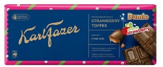 Fazer milk chocolate bar with Dumle Strawberry flavour 250g