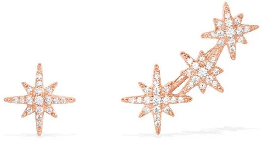 APM Monaco Asymmetric Triple Météorites Pink Silver Earrings