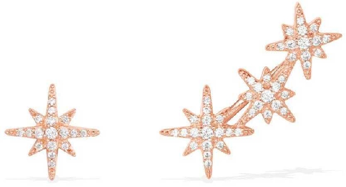 APM Monaco Asymmetric Triple Météorites Pink Silver Earrings