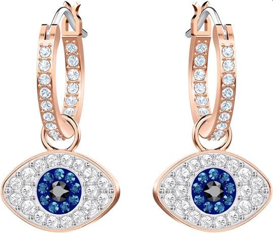 Swarovski Earrings 5492252 Duo Hoop Evil Eye, dark multi, rose gold plated, size 2.5 CM Swarovski Earrings 5492252 Duo Hoop Evil Eye, dark multi, rose gold plated, size 2.5 CM