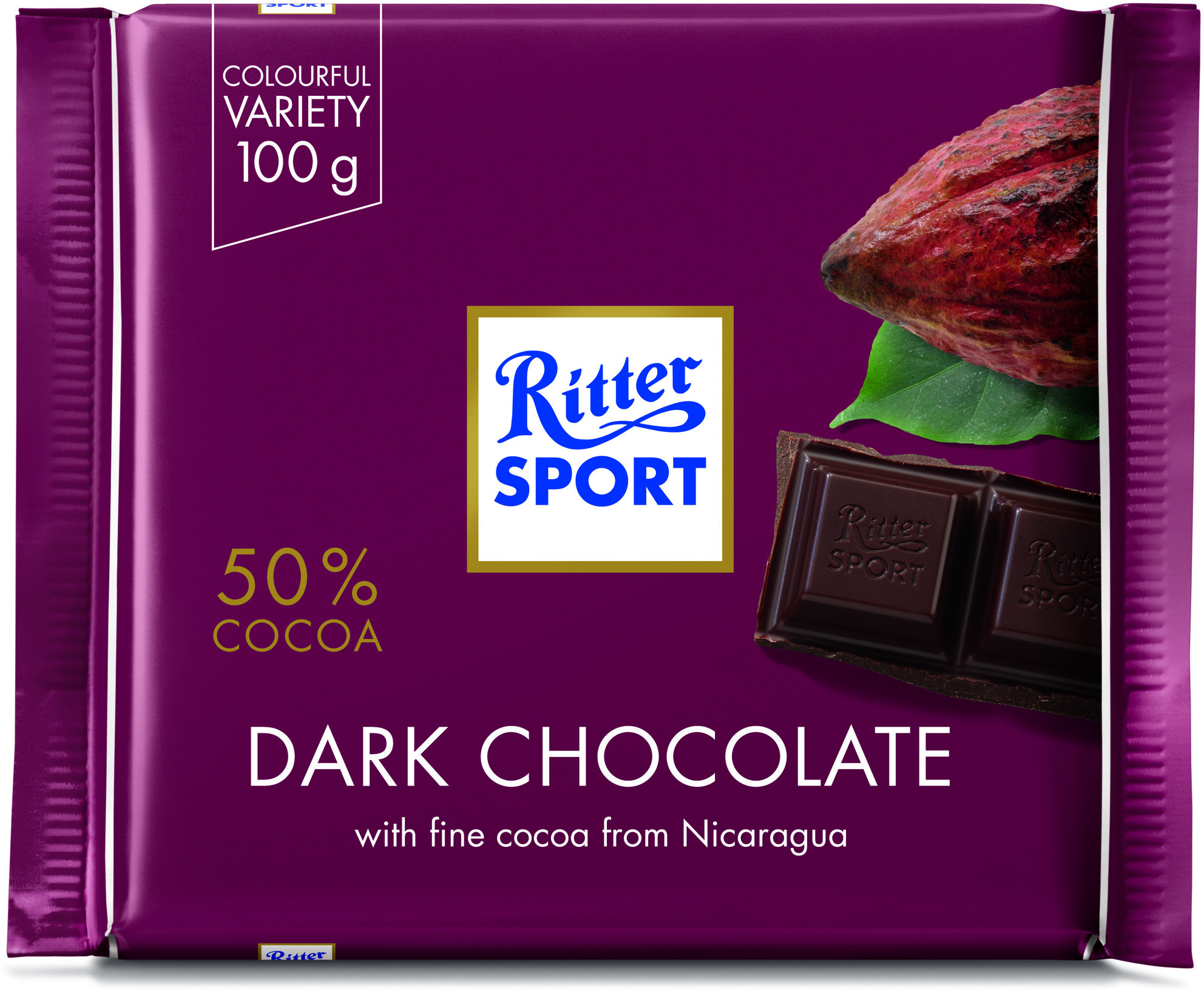 Шоколадка риттер спорт. Ritter Sport темный шоколад. Ritter Sport темный 50% 100г. Ritter Sport 50 какао. Риттер спорт шоколад фиолетовый.