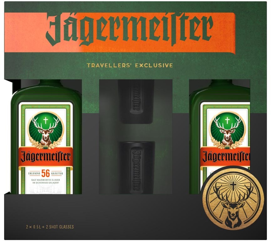 Jagermeister Jägermeister Liqueur 35% 2x0.5L + 2 Glasses Jagermeister Jägermeister Liqueur 35% 2x0.5L + 2 Glasses