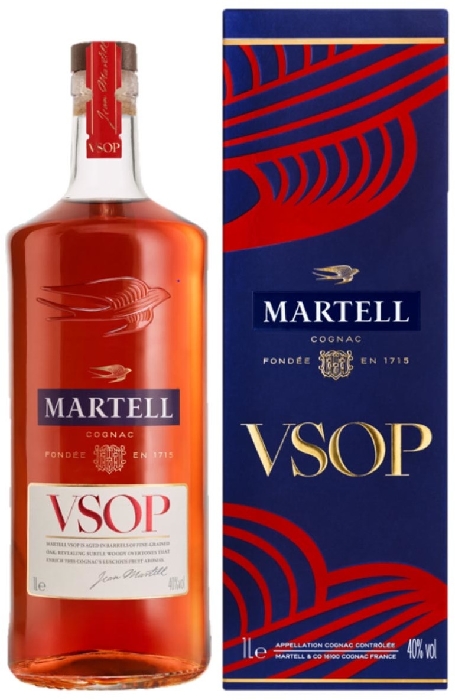 Martell VSOP Red Barrel Cognac 40% 1L gift pack