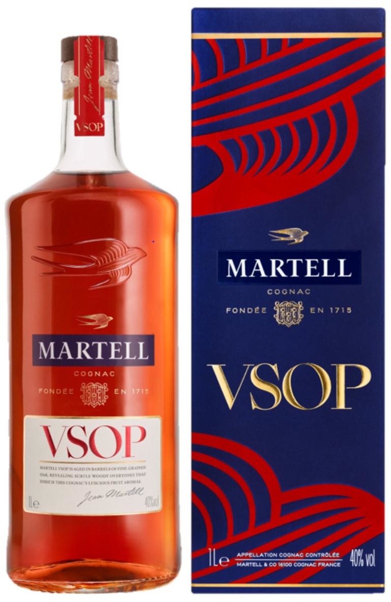 Martell VSOP Red Barrel Cognac 40% 1L gift pack Martell VSOP Red Barrel Cognac 40% 1L gift pack