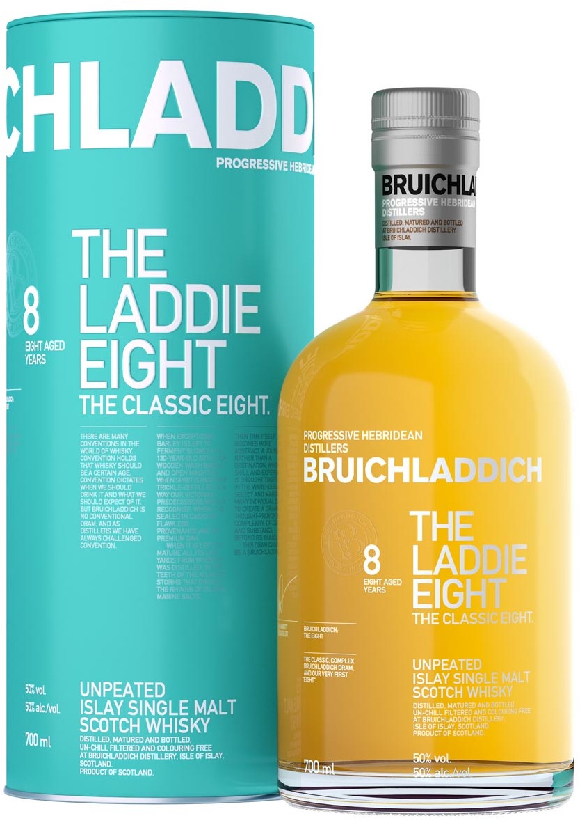 Bruichladdich Laddie 8 Islay Single Malt Scotch Whisky 50% 0.7L gift pack Bruichladdich Laddie 8 Islay Single Malt Scotch Whisky 50% 0.7L gift pack