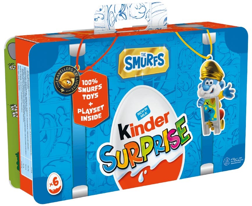 Kinder Surprise Smurfs in the luggage-shaped case with toys 120g
