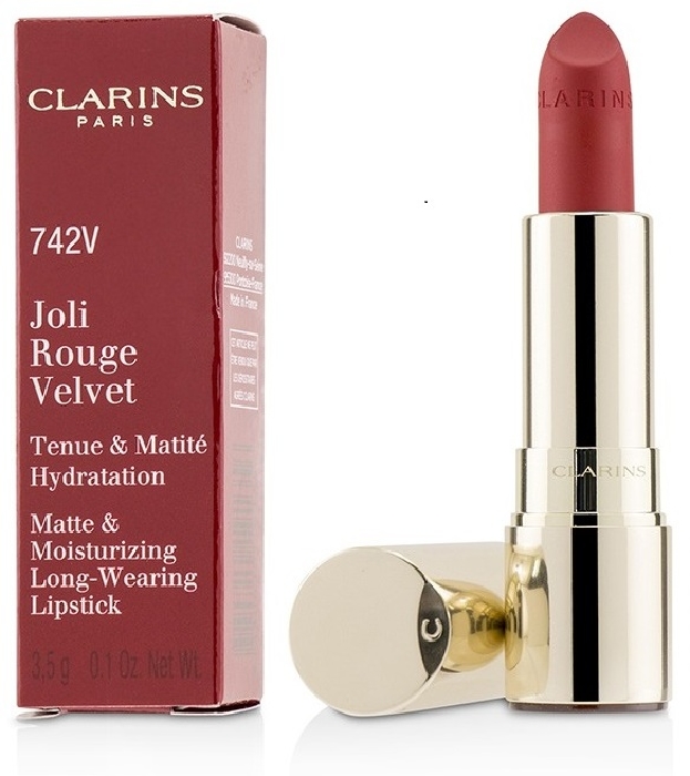 Clarins Joli Rouge Velvet Lipstick #742v - Joli Rouge 3.5g In Duty-free 