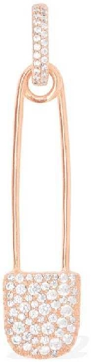 APM Monaco Long Mono Safety Pin Earring With Hoop - Pink Silver
