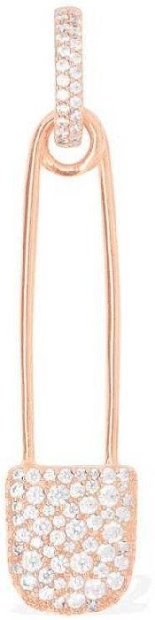 APM Monaco Long Mono Safety Pin Earring With Hoop - Pink Silver