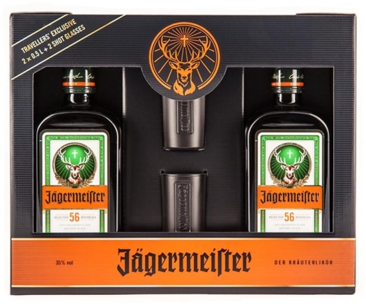 Jagermeister Jägermeister Liqueur 35% 2x0.5L + 2 Glasses