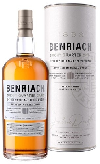 BenRiach Quarter Cask Peated Speyside Single Malt Scotch Whisky 46% Gift Pack 1L