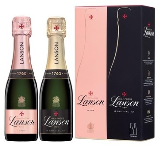 Lanson Black Label/Rosé Label, Champagne, AOC, white/rose, brut (duopack) 2x0.2L