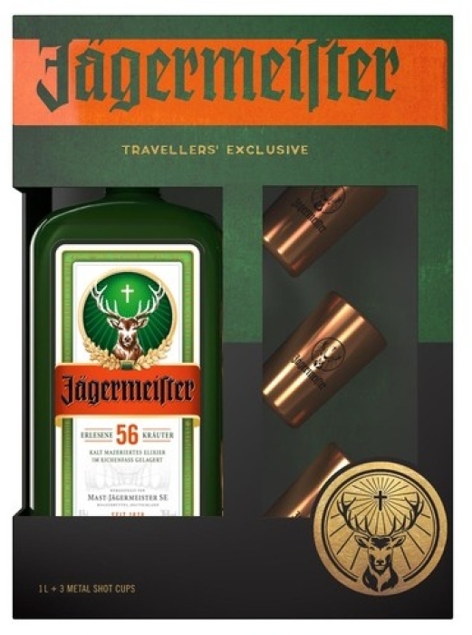 Jagermeister Jägermeister Liqueur + 3 Metal Shot Cups 35% 1L