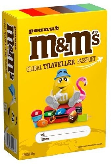 M&M's Peanut Gift Passport Milk Chocolate Covered Peanuts in a Sugar Shell 461977 315g