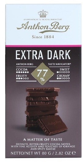 Anthon Berg Extra Dark Tablets Chocolate Bar 77% 80g