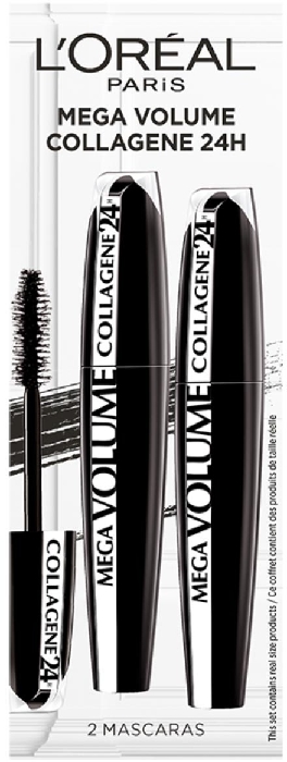 L´Oreal Paris Duo cont.: Mascara Mega Volume Collagene 24 N° 1 Black 2x9 ml