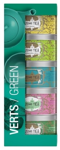 Kusmi Tea Gift set of 5 flavoured green tea miniatures with a tea infuser 5x20g