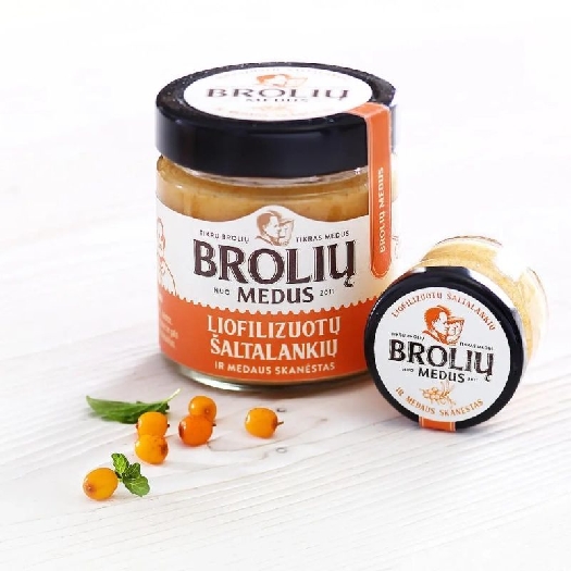 BROLIŲ MEDUS Honey with sea buckthorn 200g