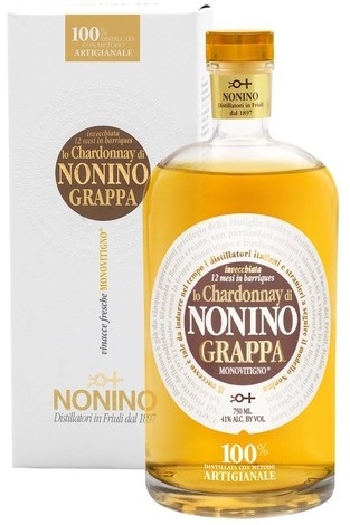Nonino Lo Chardonnay Grappa in Barriques 41%, Giftpack 0.7L