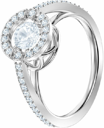 Swarovski Sparkling Dance Round Ring, White, Rhodium Plating 52