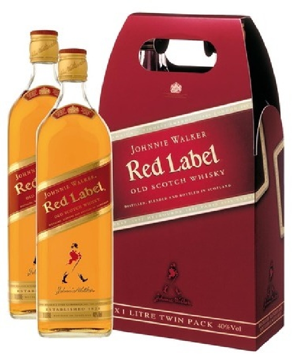 in Scotch at Twinpack airport Walker Johnnie Vilnius Red duty-free Whisky Blended 40% 2x1L Label