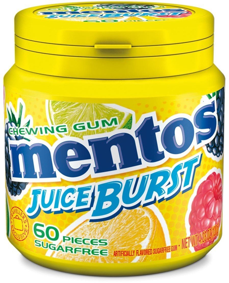 Mentos Gum Juice Burst Yellow sugarfree, 120g Mentos Gum Juice Burst Yellow sugarfree, 120g